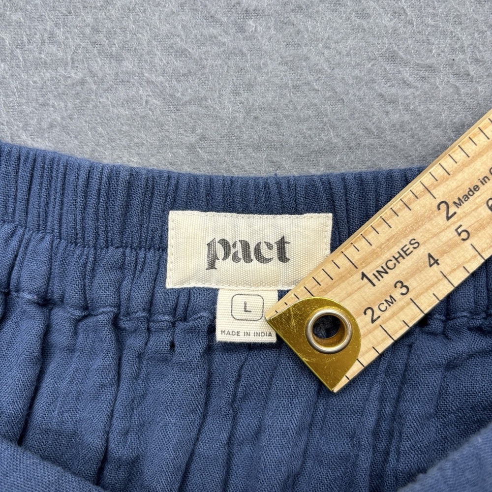 Pact Organic Cotton Gauze Tulip Faux Wrap Midi Skirt Navy Blue Size L Coastal - Picture 9 of 16